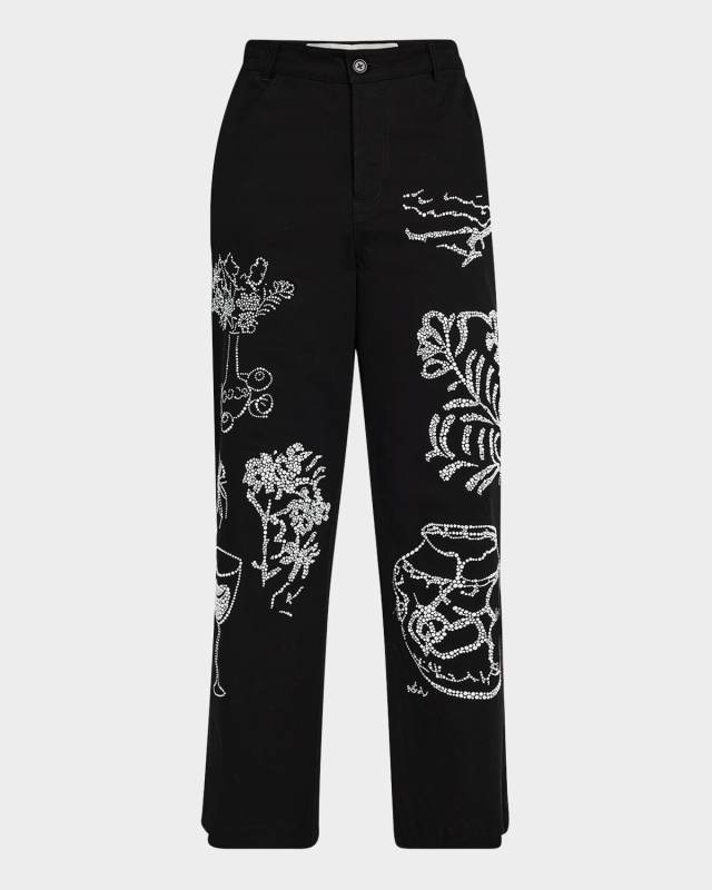 Still Life Crystal Wide-Leg Crop Pants